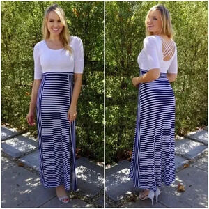 Stripe Maxi dress with slit